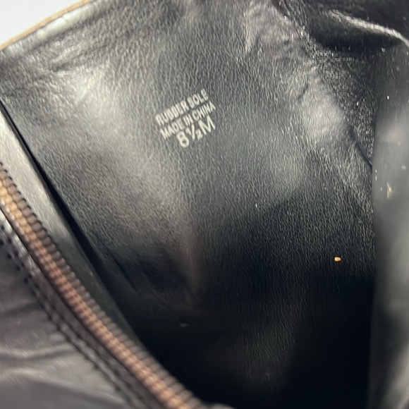 Ann Taylor Robyn Leather Black/Taupe Color Block Heeled Ankle Boots - Picture 8 of 8